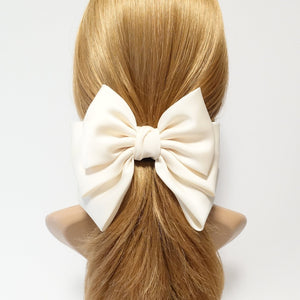VeryShine claw/banana/barrette Cream big satin layered hair bow french barrette Women solid color stylish hair bow