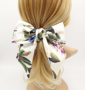 VeryShine claw/banana/barrette Cream silk hair bow plant print luxury hair accessory for women