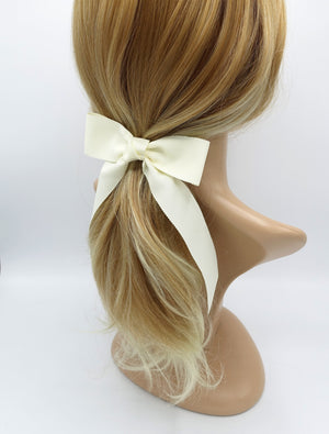 VeryShine claw/banana/barrette Cream white grosgrain tail hair bow basic style hair accessory for women