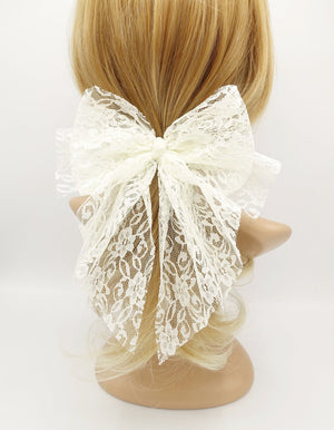 VeryShine claw/banana/barrette Cream white lace hair bow feminine styles hair accessory for woman