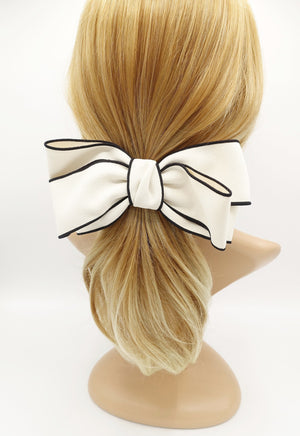 VeryShine claw/banana/barrette Cream white multi layer bow barrette interlocked trim hair bow for women