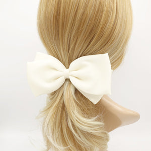 VeryShine claw/banana/barrette Cream white satin padded hair bow