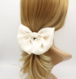VeryShine claw/banana/barrette Cream white satin semicircle hair bow for women