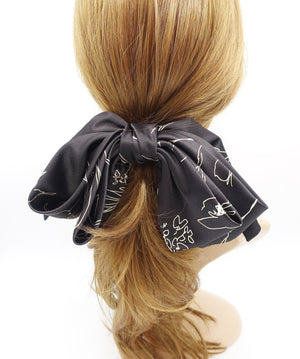 VeryShine claw/banana/barrette flower print satin hair bow double layered droopy bow hair stylish hair accessory for women
