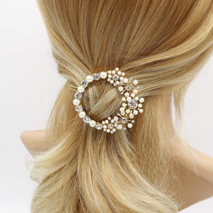 VeryShine claw/banana/barrette Gold bridal pearl rhinestone hair clip flower hair accessory for women