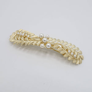 VeryShine claw/banana/barrette Gold leaves hair barrette pearl decorated hair accessory for women