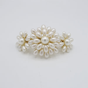 VeryShine claw/banana/barrette Gold pearl flower embellished french hair barrette hair accessory for women