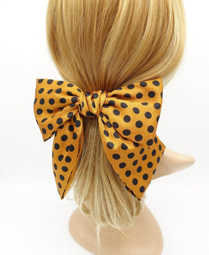 VeryShine claw/banana/barrette Golden orange polka dot hair bow silk satin glossy hair french barrette for women