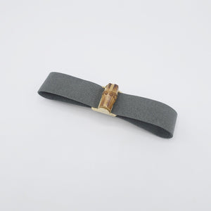 VeryShine claw/banana/barrette Gray bamboo buckle embellished suede hair bow barrette luxury hair accessory for women