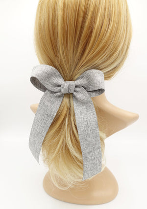 VeryShine claw/banana/barrette Gray melange fabric long tail hair bow hair accessory for women