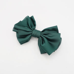 VeryShine claw/banana/barrette Green satin pleated hair bow multi-layered Spring Summer basic hair bow for women