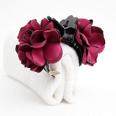 Handmade wild Rose Clamp Twin Flower/Floral Hair Jaw Claw Clip Accessories.