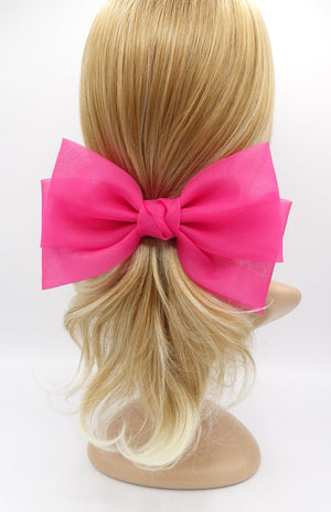 VeryShine claw/banana/barrette Hot pink Texas organza hair bow big stylish bow hair accessories for women