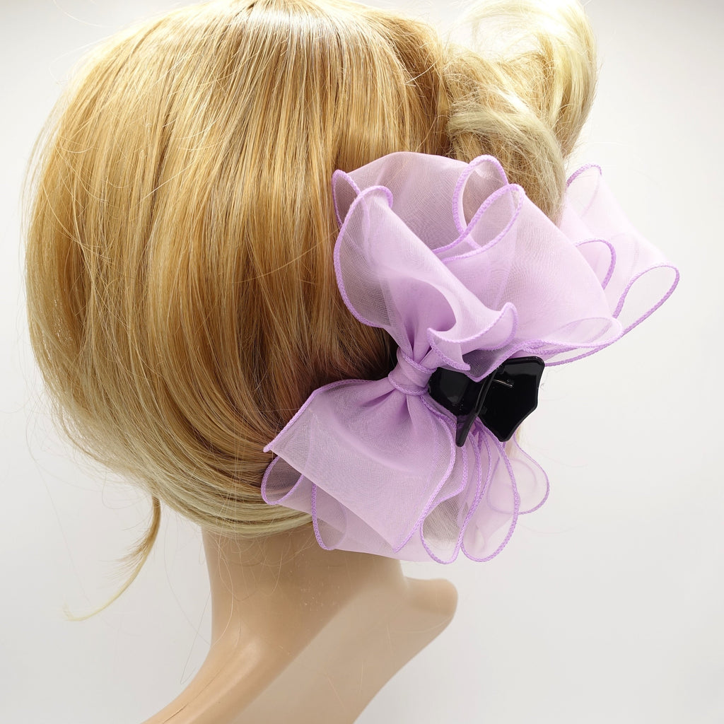 VeryShine claw/banana/barrette Lavender organza bow hair claw Spring Summer hair accessory for women
