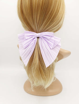 VeryShine claw/banana/barrette lavender pleated fabric hair bow thin Spring hair accessory for women