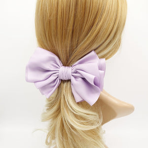 VeryShine claw/banana/barrette Lavender satin pleated hair bow multi-layered Spring Summer basic hair bow for women