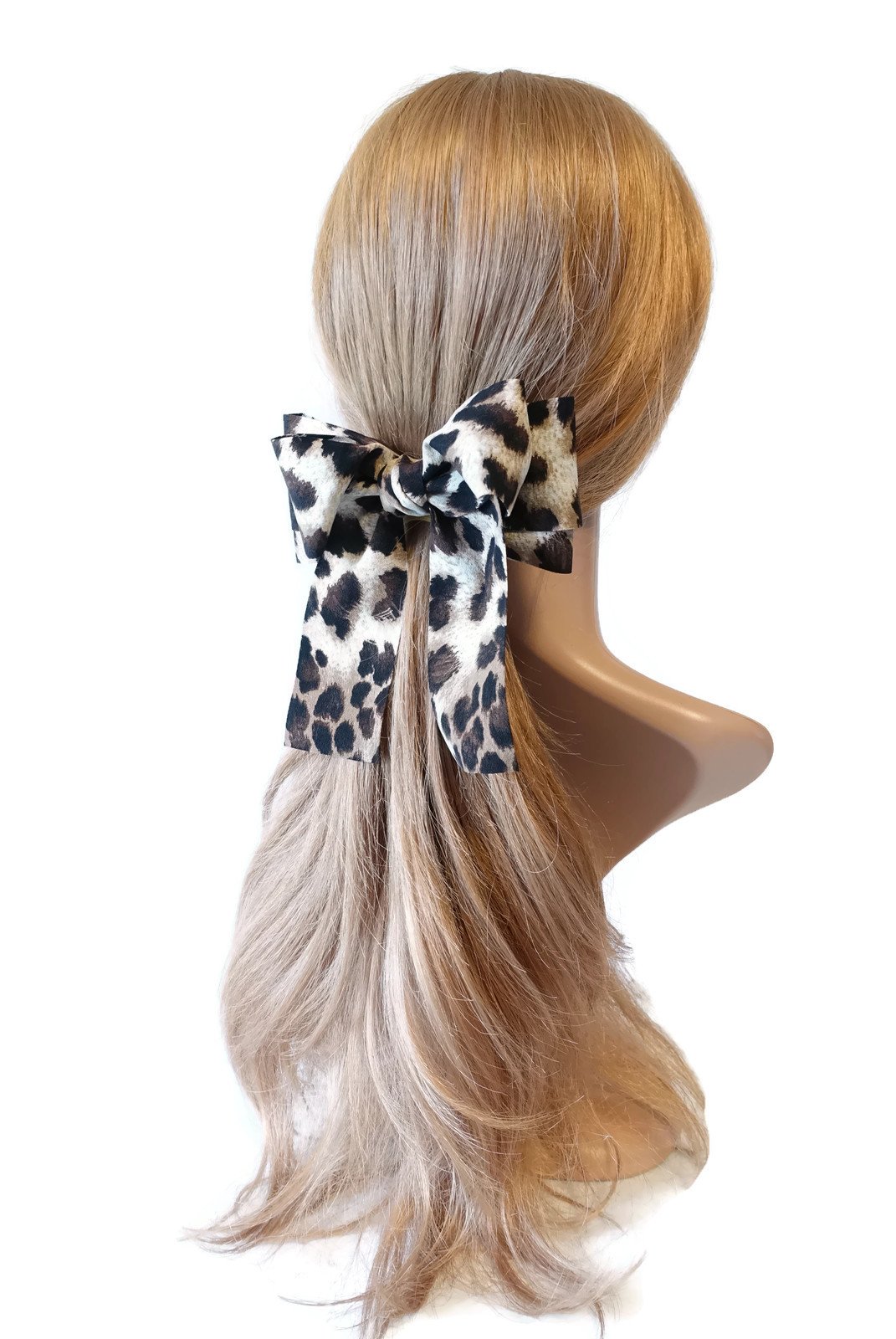 Leopard Print Long Tail Bow French Hair Barrette Women Hair Accessories.