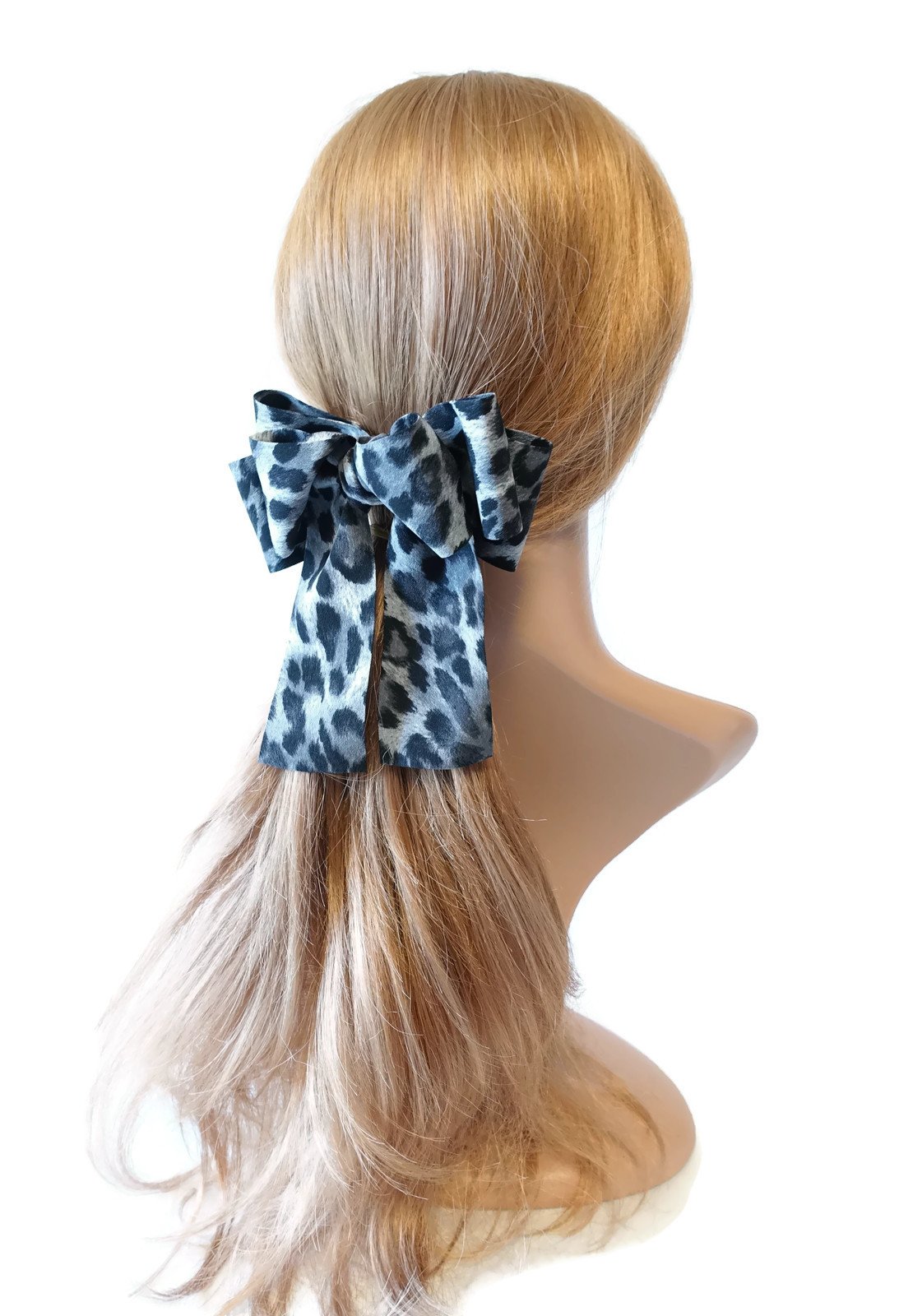 Leopard Print Long Tail Bow French Hair Barrette Women Hair Accessories.