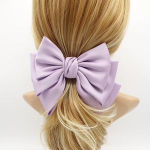 VeryShine claw/banana/barrette Light violet big satin layered hair bow french barrette Women solid color stylish hair bow