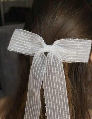 VeryShine claw/banana/barrette long tail translucent hair bow stripe women hair accessory