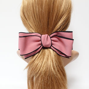 VeryShine claw/banana/barrette Mauve pink multi layer bow barrette interlocked trim hair bow for women