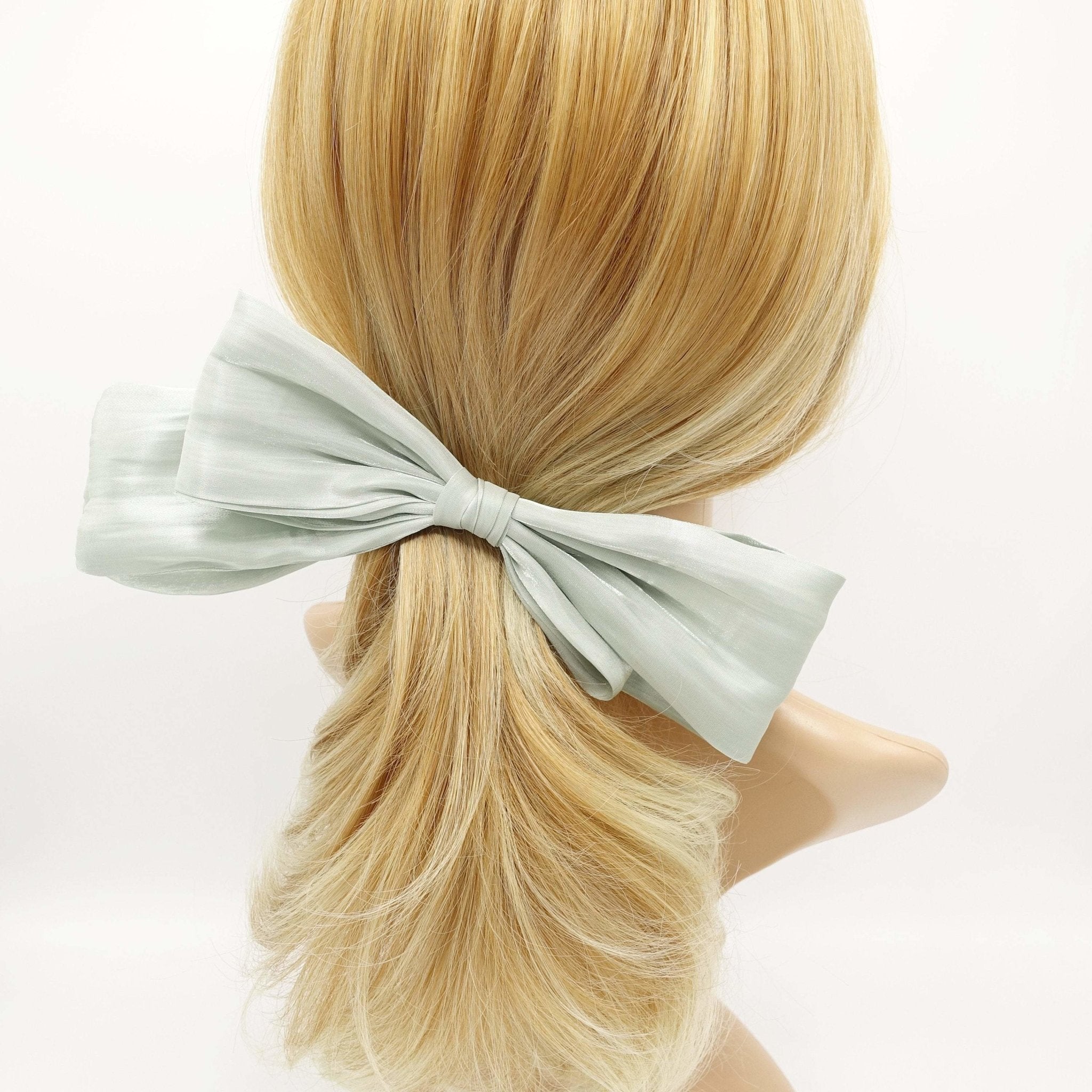 VeryShine claw/banana/barrette Mint asymmetric organza hair bow stylish hair accessory for women