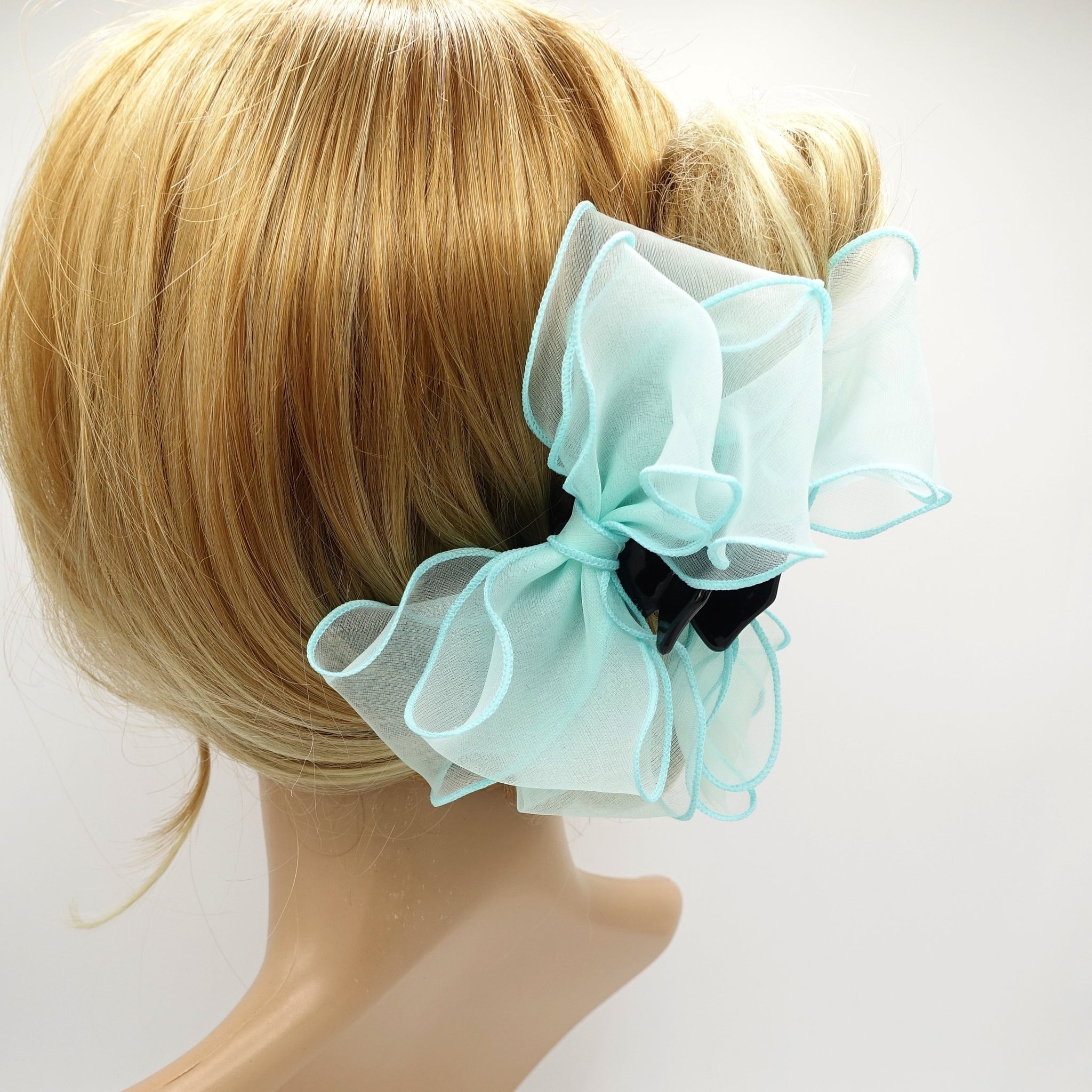VeryShine claw/banana/barrette Mint organza bow hair claw Spring Summer hair accessory for women