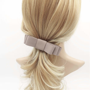 VeryShine claw/banana/barrette Mocca beige double layered flat bow french hair barrette women hair accessory