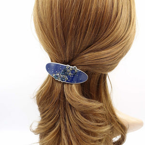 VeryShine claw/banana/barrette Navy galaxy rhinestone embellished cellulose acetate hair barrette women hair accessory