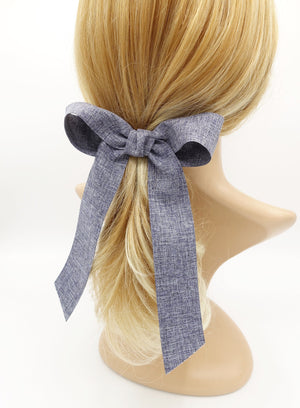 VeryShine claw/banana/barrette Navy melange fabric long tail hair bow hair accessory for women