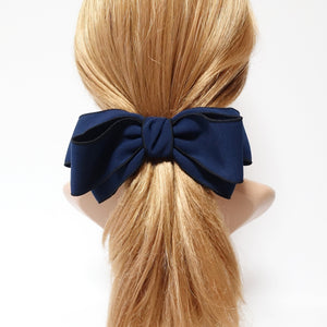 VeryShine claw/banana/barrette Navy multi layer bow barrette interlocked trim hair bow for women
