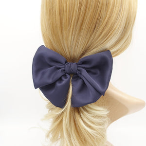 VeryShine claw/banana/barrette Navy satin semicircle hair bow for women