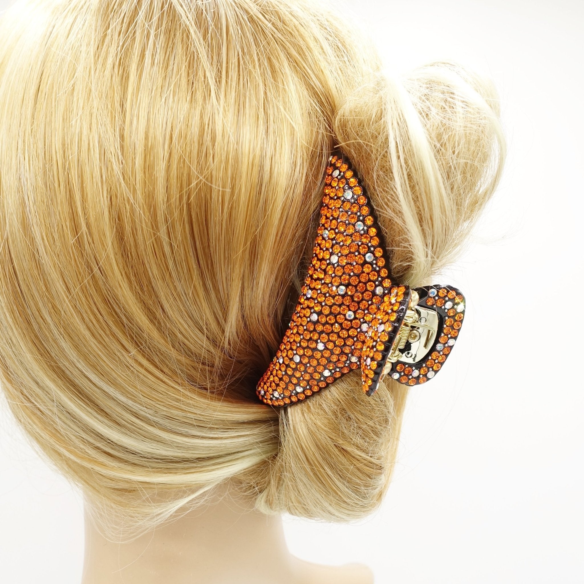 VeryShine claw/banana/barrette Orange hand mounted czech rhinestone half hair claw jeweled hair clamp women hair accessory