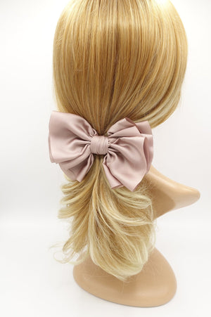 VeryShine claw/banana/barrette Pale pink satin pleated hair bow multi-layered Spring Summer basic hair bow for women