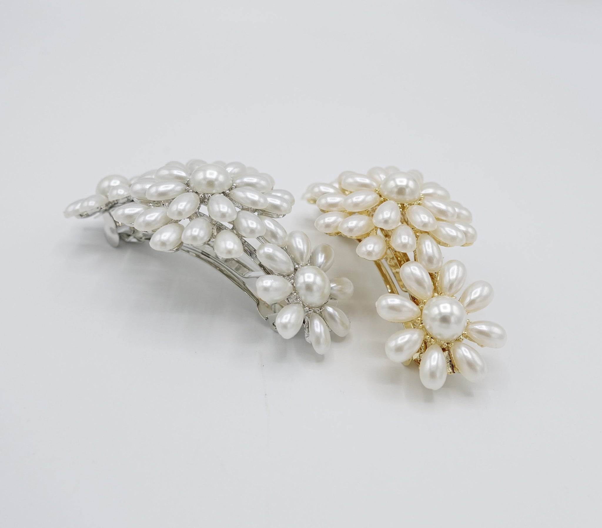 VeryShine claw/banana/barrette pearl flower embellished french hair barrette hair accessory for women