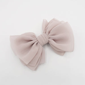 VeryShine claw/banana/barrette Pink beige chiffon pleated hair bow multi-layered Spring Summer basic hair bow for women