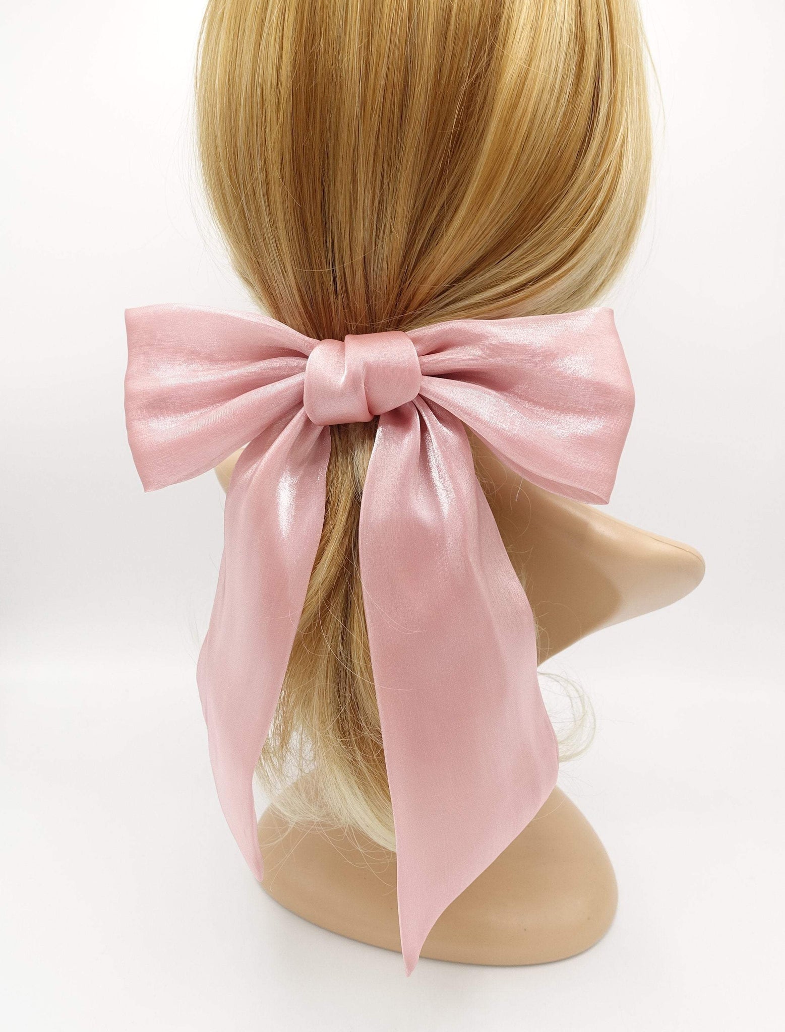VeryShine claw/banana/barrette Pink organza tail hair bow big stylish hair accessory for women