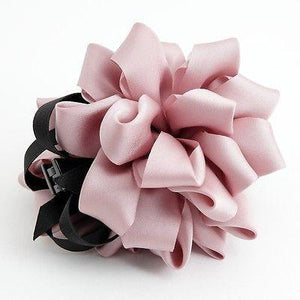 satin fabric loop flower banana hair clip bow knot decorated women hair accessories.