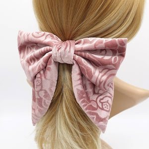 VeryShine claw/banana/barrette Pink velvet hair bow flower cut classic hair accessory for women