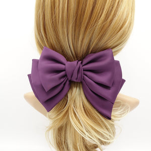 VeryShine claw/banana/barrette Purple big satin layered hair bow french barrette Women solid color stylish hair bow
