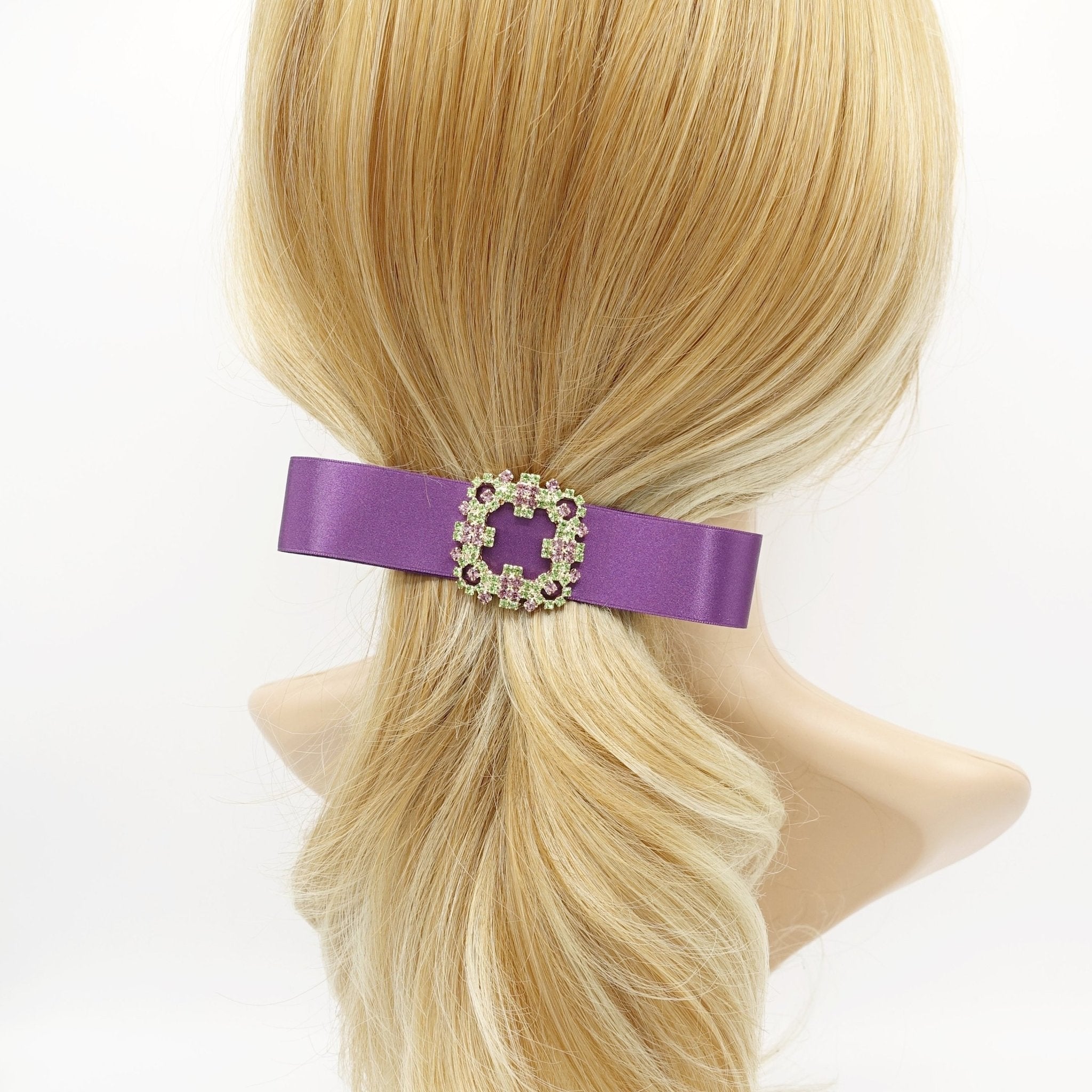 VeryShine claw/banana/barrette Purple jeweled buckle satin hair bow luxury hair accessory for women