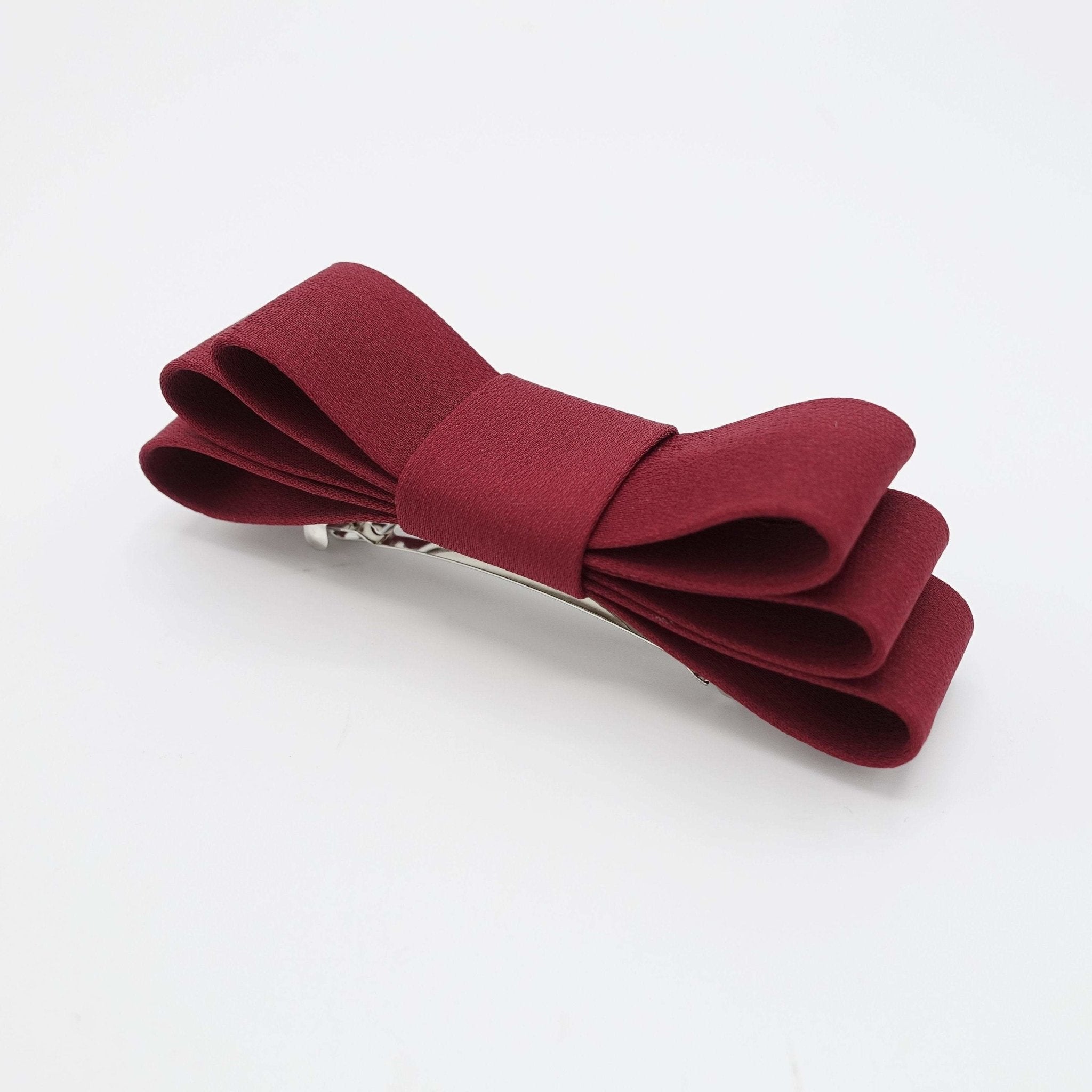 VeryShine claw/banana/barrette Red wine double layered flat bow french hair barrette women hair accessory