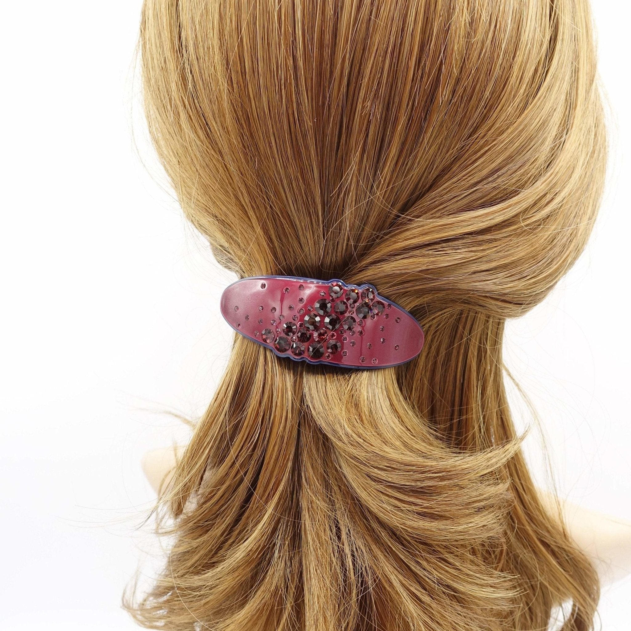 VeryShine claw/banana/barrette Red wine galaxy rhinestone embellished cellulose acetate hair barrette women hair accessory