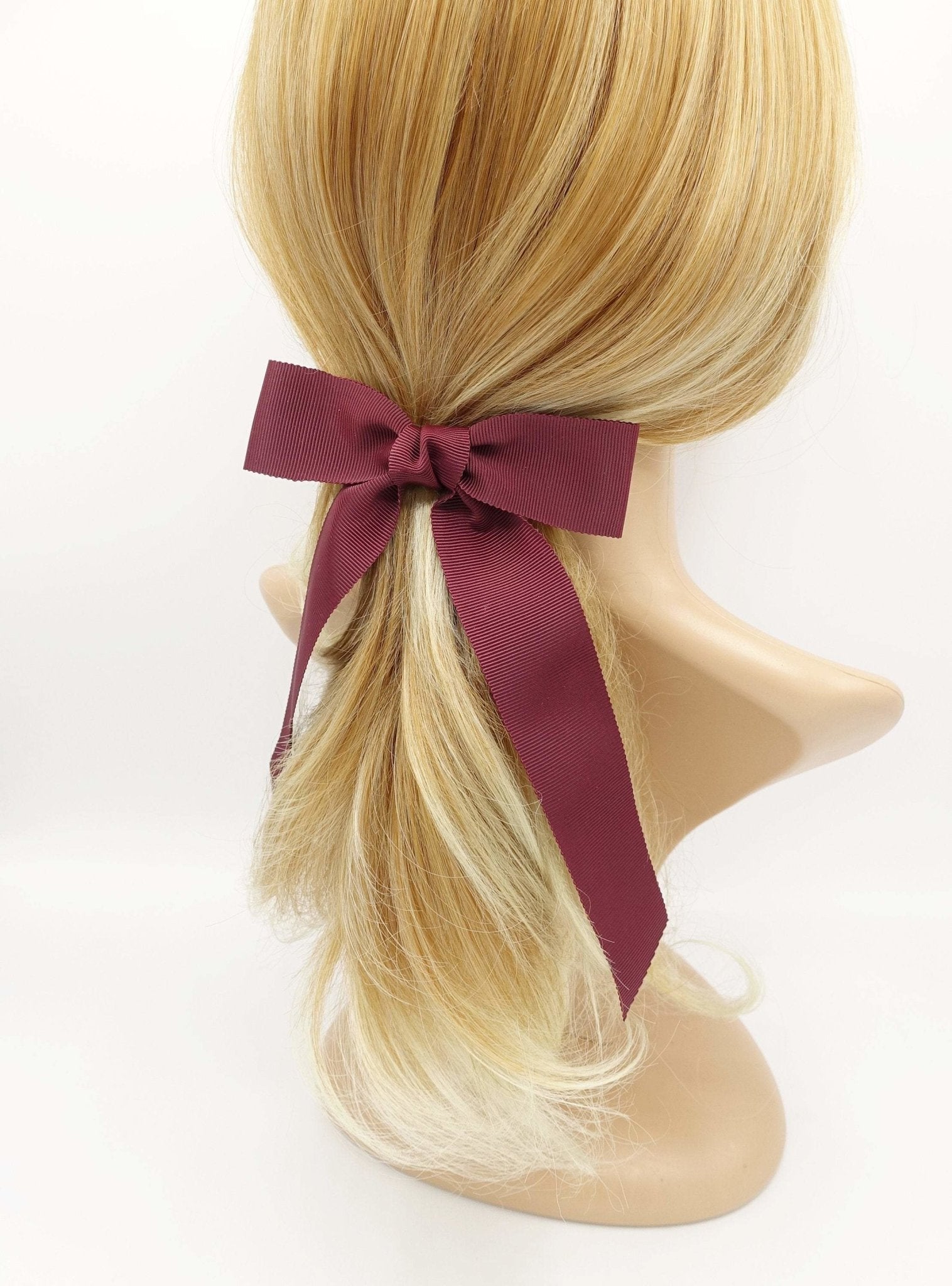 VeryShine claw/banana/barrette Red wine grosgrain tail hair bow basic style hair accessory for women