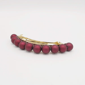 VeryShine claw/banana/barrette Red wine matte color ball embellished french barrette