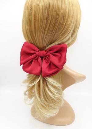 VeryShine claw/banana/barrette Red wine satin semicircle hair bow for women