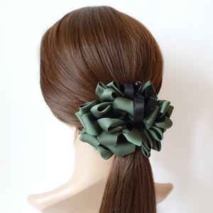 satin fabric loop flower banana hair clip bow knot decorated women hair accessories.