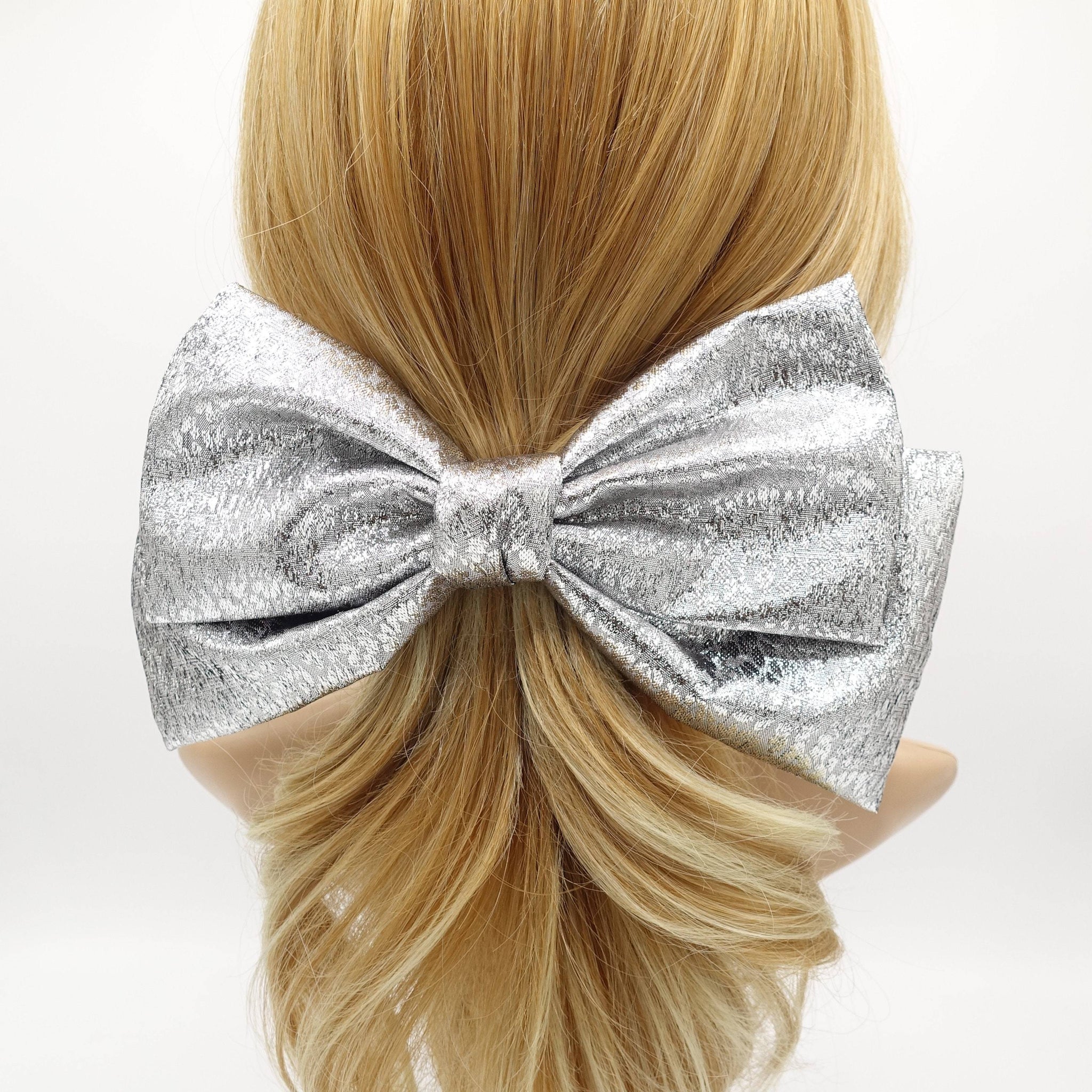VeryShine claw/banana/barrette Silver lame hair bow event hair bow for a women