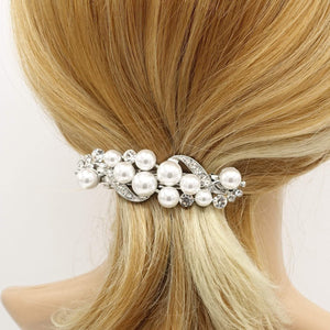 VeryShine claw/banana/barrette Silver wave pearl rhinestone hair barrette special event hair accessory for women