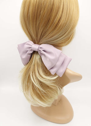 VeryShine claw/banana/barrette Violet satin double stacked hair bow for women